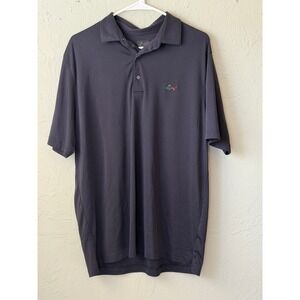 Greg Norman Mens Black Short Sleeve Shark Logo Performance Golf Polo Shirt L